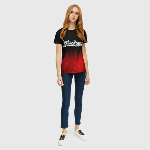 Женская футболка 3D Judas Priest red plasma, цвет 3D печать - фото 5