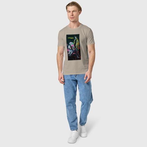 Мужская футболка хлопок Аниме Cyberpunk Edgerunners Дэвид и Люси, цвет миндальный - фото 5