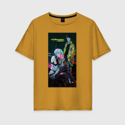 Женская футболка хлопок Oversize Аниме Cyberpunk Edgerunners Дэвид и Люси