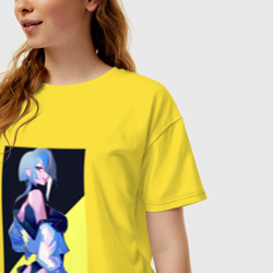Женская футболка хлопок Oversize Люси из аниме Cyberpunk Edgerunners - фото 2