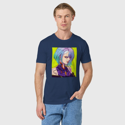 Мужская футболка хлопок Арт с Люси из аниме Cyberpunk Edgerunners, цвет темно-синий - фото 3