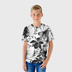 Детская футболка 3D Цветы монохромные - фото 2