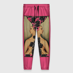 Женские брюки 3D Абстрактные разделенные близнецы с черными и розовыми розами