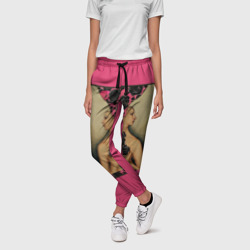 Женские брюки 3D Абстрактные разделенные близнецы с черными и розовыми розами - фото 2
