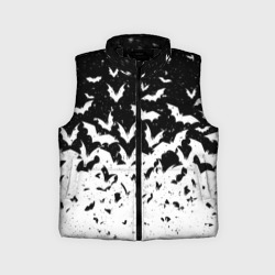 Детский жилет утепленный 3D Black and white bat pattern