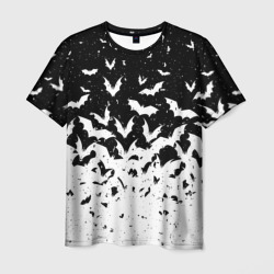 Мужская футболка 3D Black and white bat pattern