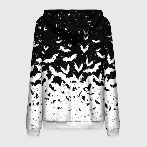 Мужская толстовка 3D на молнии Black and white bat pattern, цвет белый - фото 2