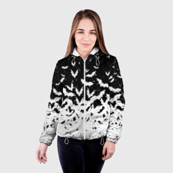 Женская куртка 3D Black and white bat pattern - фото 2