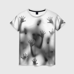Женская футболка 3D Bodies inside behind a white wall