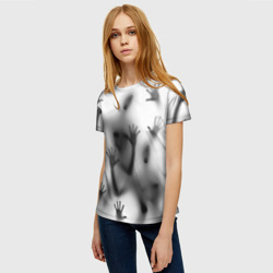 Женская футболка 3D Bodies inside behind a white wall - фото 2