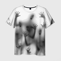 Мужская футболка 3D Bodies inside behind a white wall