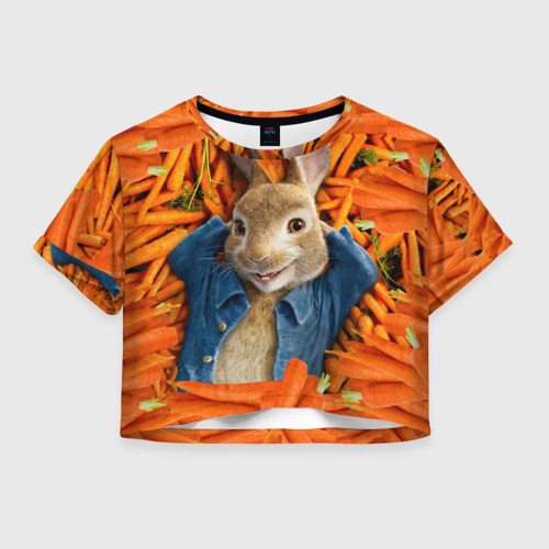Женская футболка Crop-top 3D Кролик Питер, цвет 3D печать