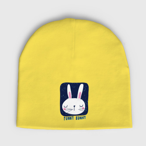 Детская шапка демисезонная с принтом Funny - Bunny, вид спереди №1