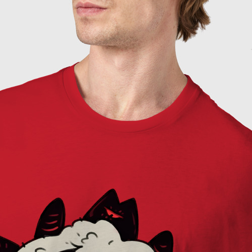 Мужская футболка хлопок с принтом Cult of the Lamb - овечка кушает пиццу, фото #4