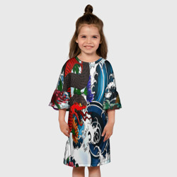 Детское платье 3D Японский узор со змеей - фото 2