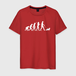 Мужская футболка хлопок Эволюция во владельца корги