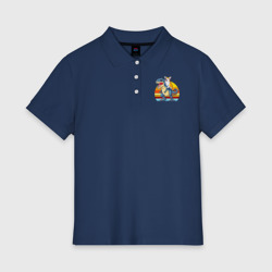 Женское поло хлопок Корги верхом на тираннозавре