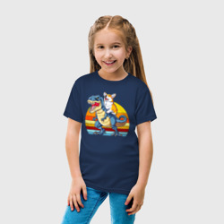 Детская футболка хлопок Корги верхом на тираннозавре - фото 2