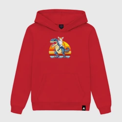 Мужская толстовка хлопок Корги верхом на тираннозавре