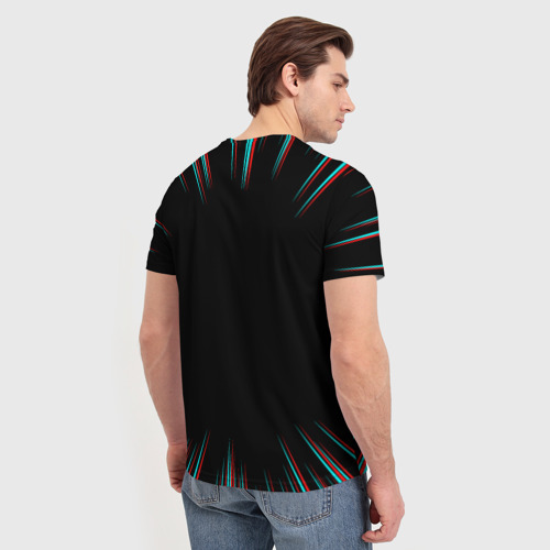 Мужская футболка 3D Символ A Silent Voice в стиле glitch на темном фоне, цвет 3D печать - фото 4