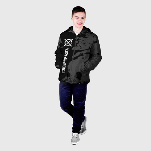 Мужская куртка 3D с принтом CreepyPasta glitch на темном фоне: по-вертикали, фото на моделе #1
