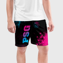 Мужские шорты спортивные PSG - neon gradient: надпись, символ - фото 2