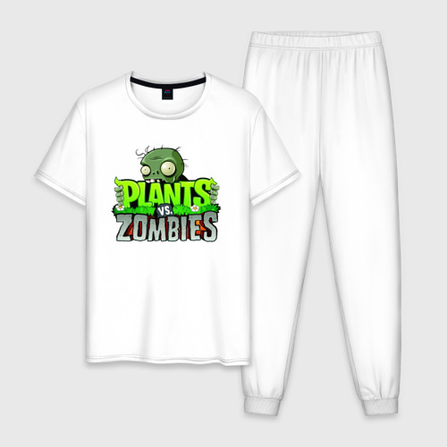 Мужская пижама хлопок Plants vs Zombies - Logotype, цвет белый