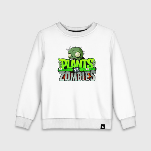 Детский свитшот хлопок с принтом Plants vs Zombies - Logotype, вид спереди #2