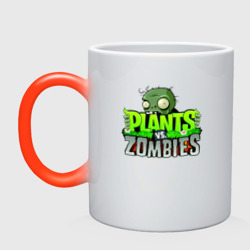 Кружка хамелеон Plants vs Zombies - Logotype