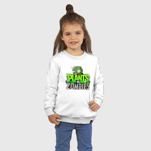 Детский свитшот хлопок с принтом Plants vs Zombies - Logotype, фото на моделе #1