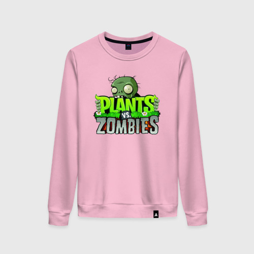 Женский свитшот хлопок Plants vs Zombies - Logotype, цвет светло-розовый