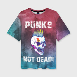 Панки не умерли - череп с ирокезом – Женская футболка oversize 3D с принтом купить со скидкой в -50%