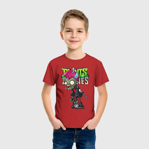 Детская футболка хлопок с принтом Plants vs Zombies - Зомби панк, фото на моделе #1