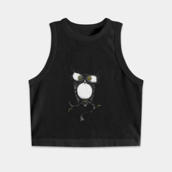 Женская укороченная майка-топ хлопок Сова и безумие