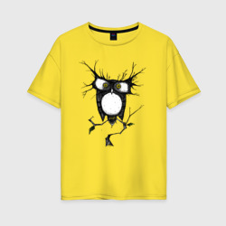 Сова и безумие  – Женская футболка хлопок Oversize с принтом купить со скидкой в -16%