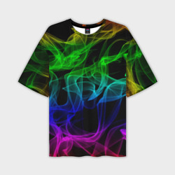 Мужская футболка oversize 3D Разноцветный неоновый дым