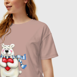 Женская футболка хлопок Oversize Lovebear мишка с сердечком - фото 2