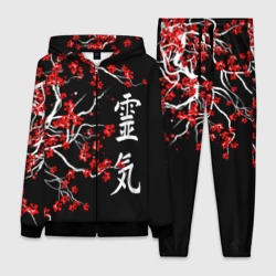 Женский костюм 3D Сакура красная - ладонь исцеления иероглифами