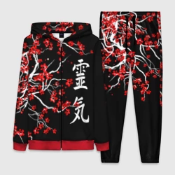 Женский костюм 3D Сакура красная - ладонь исцеления иероглифами