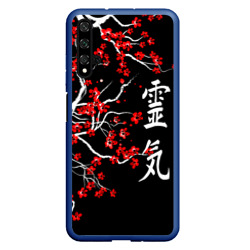 Чехол для Honor 20 Сакура красная - ладонь исцеления иероглифами