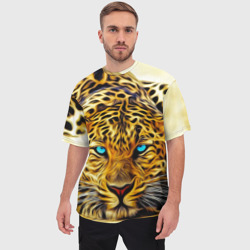 Мужская футболка oversize 3D Индийский леопард - фото 2