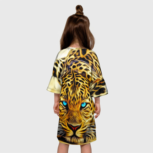 Детское платье 3D с принтом Индийский леопард, вид сзади #2