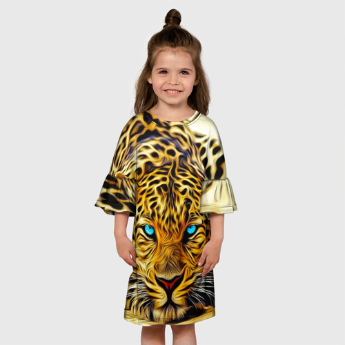 Детское платье 3D с принтом Индийский леопард, вид сбоку #3