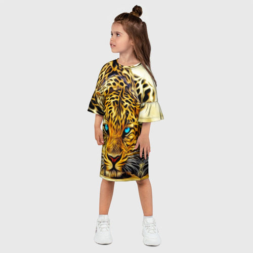 Детское платье 3D с принтом Индийский леопард, фото на моделе #1