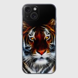 Чехол для iPhone 15 силиконовый с защитой камеры Сказочный тигр