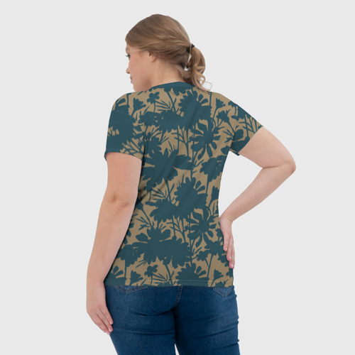 Женская футболка 3D с принтом Цветочный камуфляж, вид сзади #2