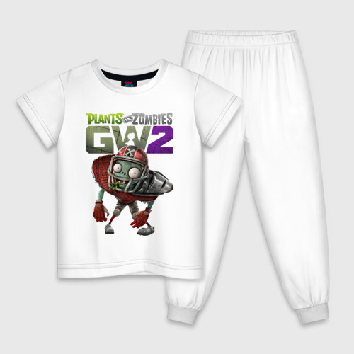 Детская пижама хлопок с принтом Plants vs Zombies GW2 - video game, вид спереди #2