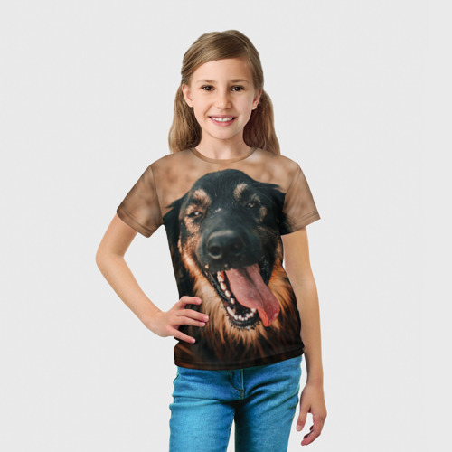 Детская футболка 3D Красивый пёс крупным планом, цвет 3D печать - фото 5