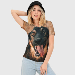 Женская футболка 3D Slim Красивый пёс крупным планом - фото 2