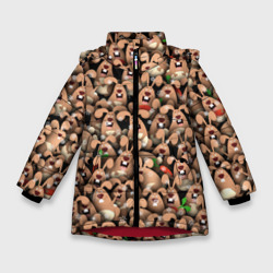 Зимняя куртка для девочек 3D Новогодние зайцы